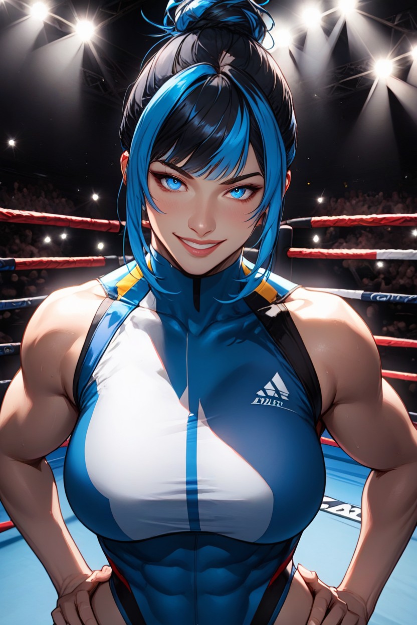 Multi Colored Hair, Bangs, Wrestling Ring Hentai AI Porn