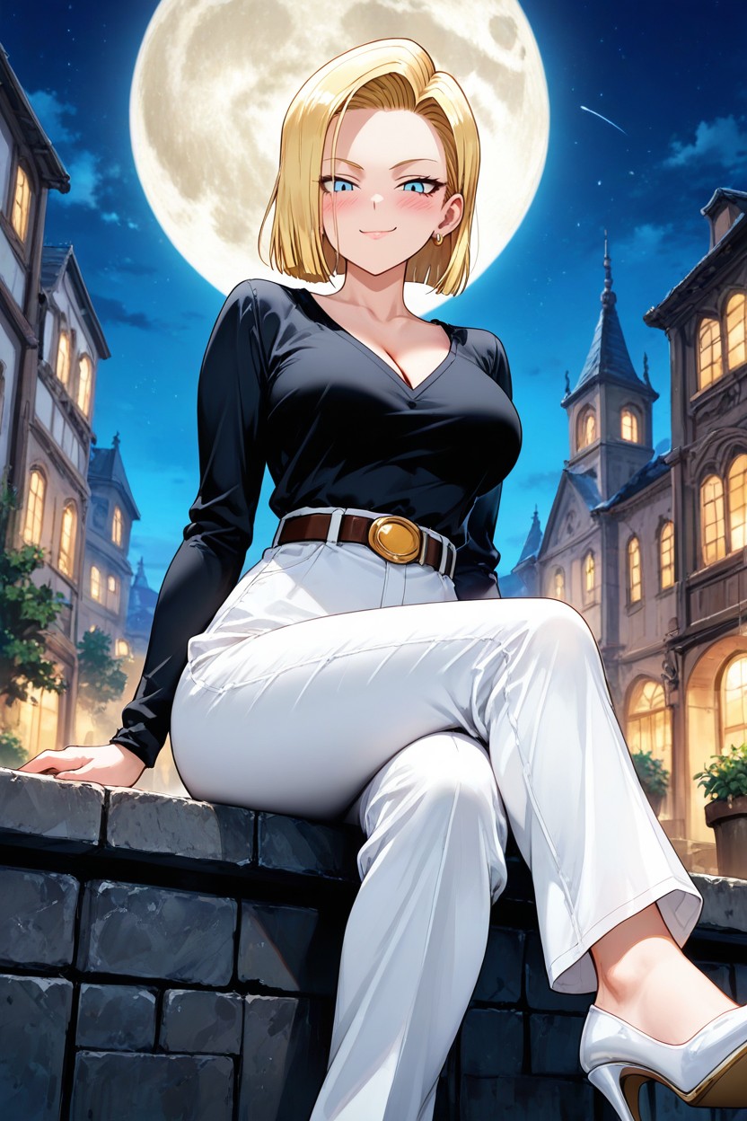 Earrings, Looking At The Viewer With A Sly Look, Sitting Hentai AI Porn