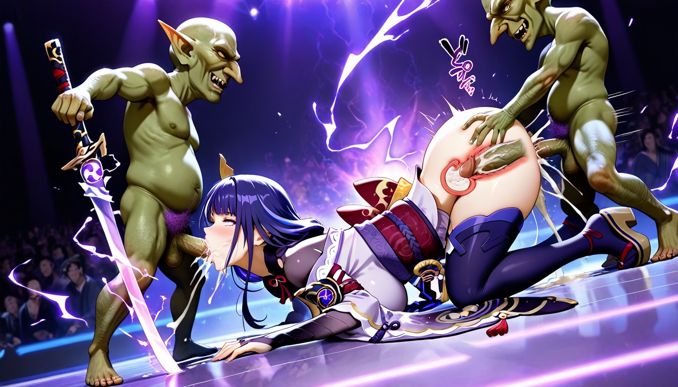 Purple Stocking, Dancing Stage, Excessive Cum Hentai AI Porn