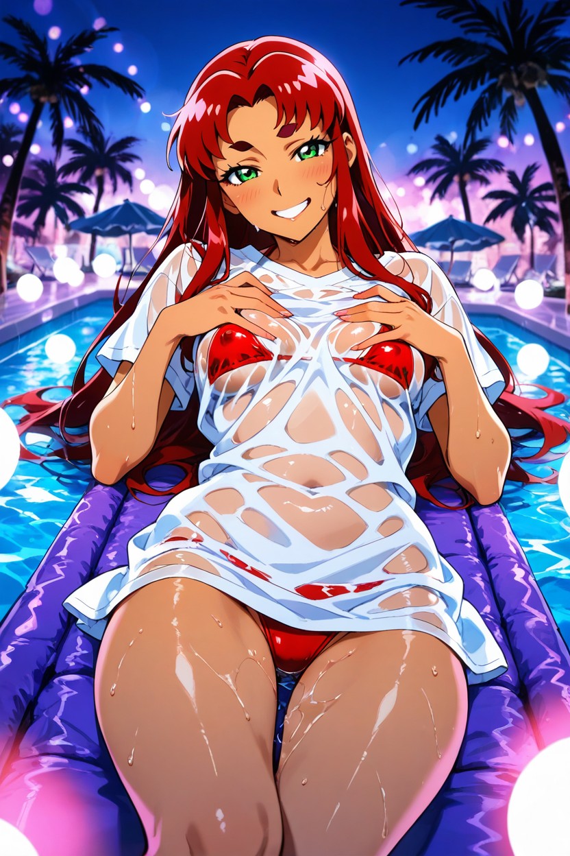 Sweat, Beach Pool, Soft Colors Hentai AI Porn