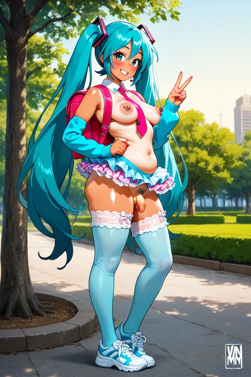 Visible Midriff, Blushing, Seductive Face Hentai AI Porn