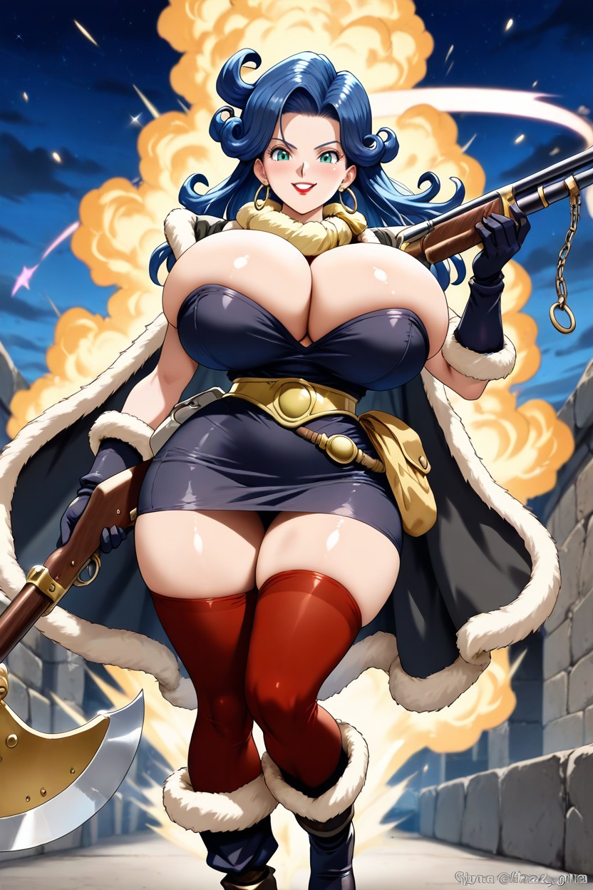Blue Sash Belt, Smile, Dark Blue Bandeau Hentai AI Porn