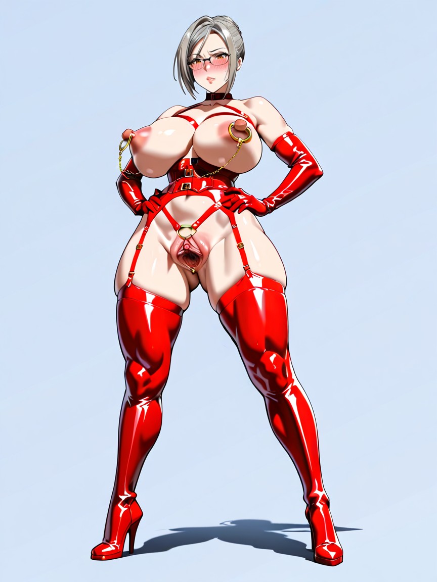 Red Long Latex Gloves, Engorged Clitoris, Shiraki Meiko Hentai AI Porn