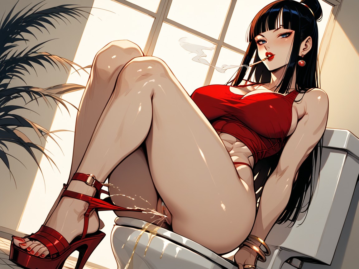 30+, Smoking A Cigarette, Perfect Fit Body Hentai AI Porn