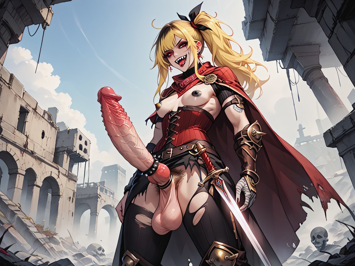 Fantasy Skirt, Cock Ring, Grabbing Crotch Hentai AI Porn