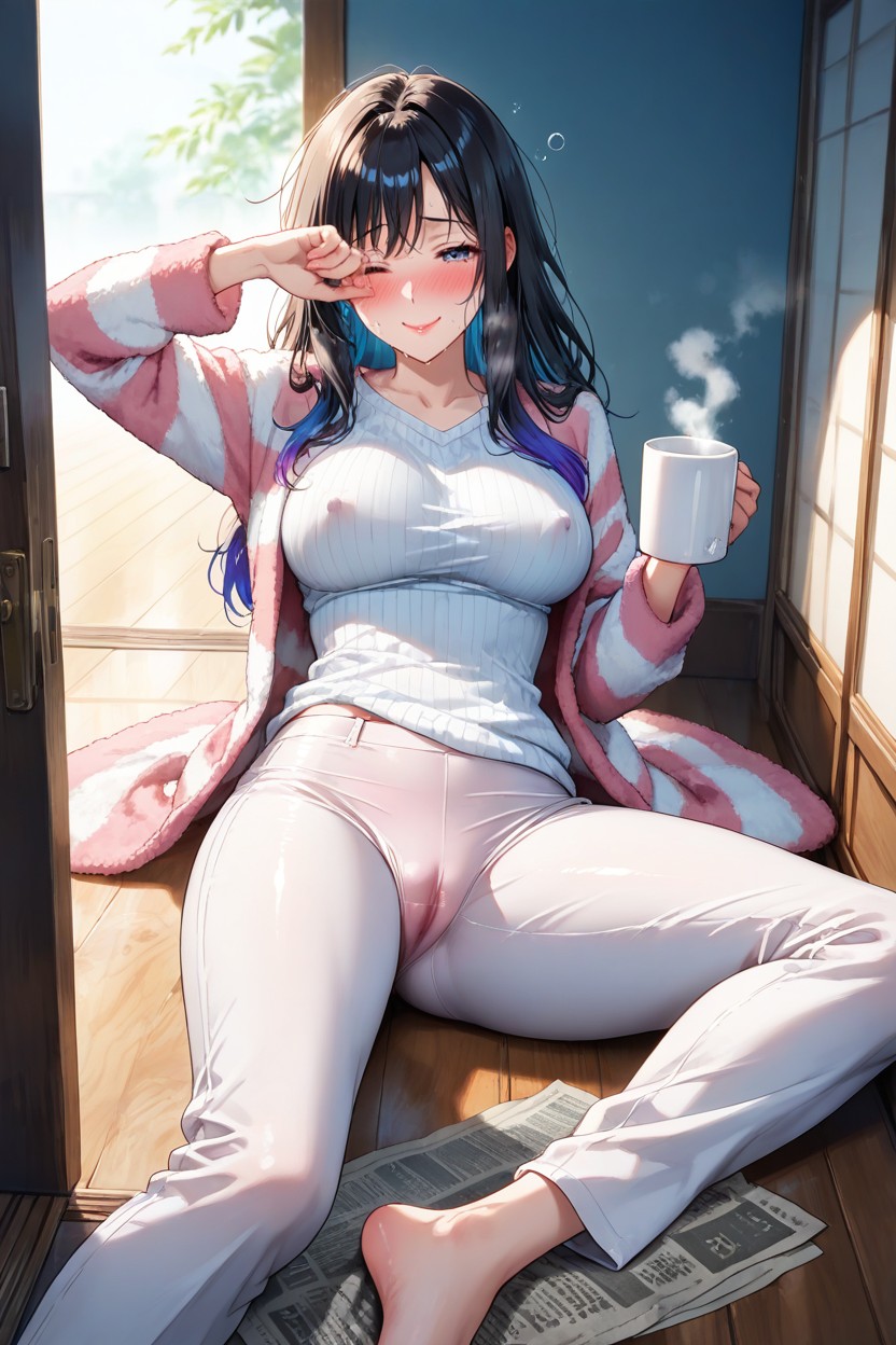 She Is Standing At The Open Front Door, Soft Morning Light, K Hentai AI Porn
