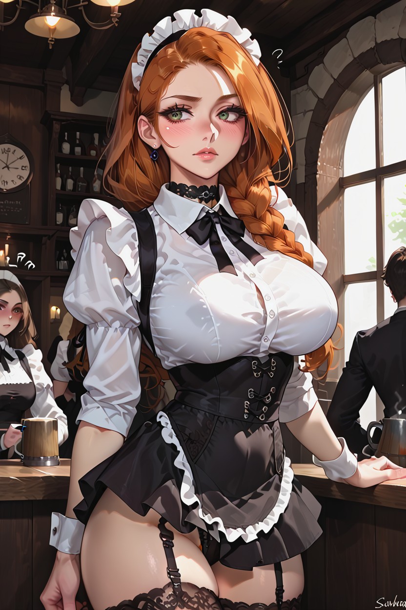 In Tavern, Sound Effects, Black Tight Maid Skirt Hentai AI Porn