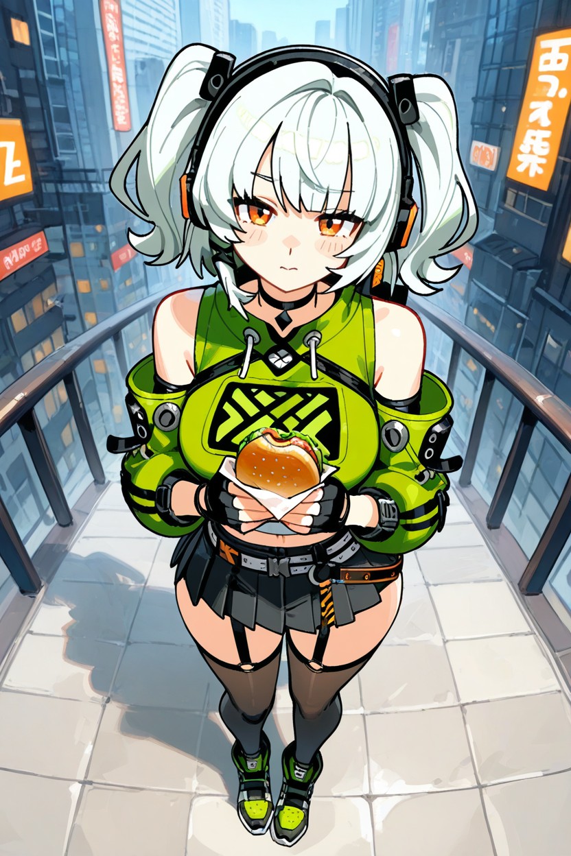 Perfect Hips, Body Shine, Black And Green Detached Sleeves Hentai IA