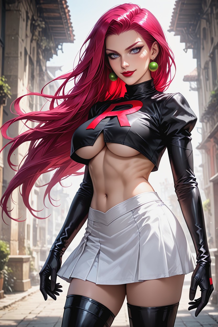 Realistic Face, White Skirt, Sharp Confident Eyes Hentai AI Porn