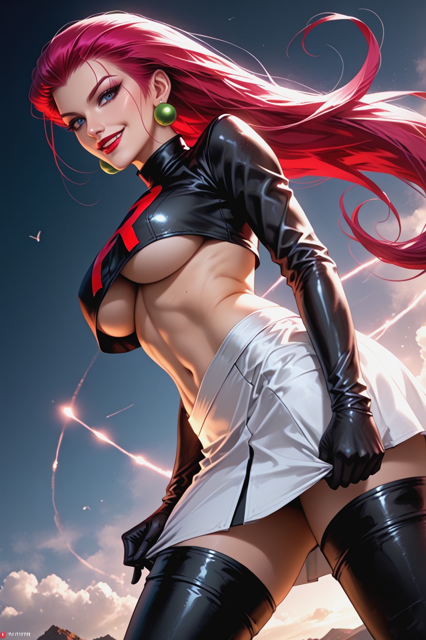 Detailed Hair, Sharp Confident Eyes, Black Elbow-length Gloves Hentai AI Porn