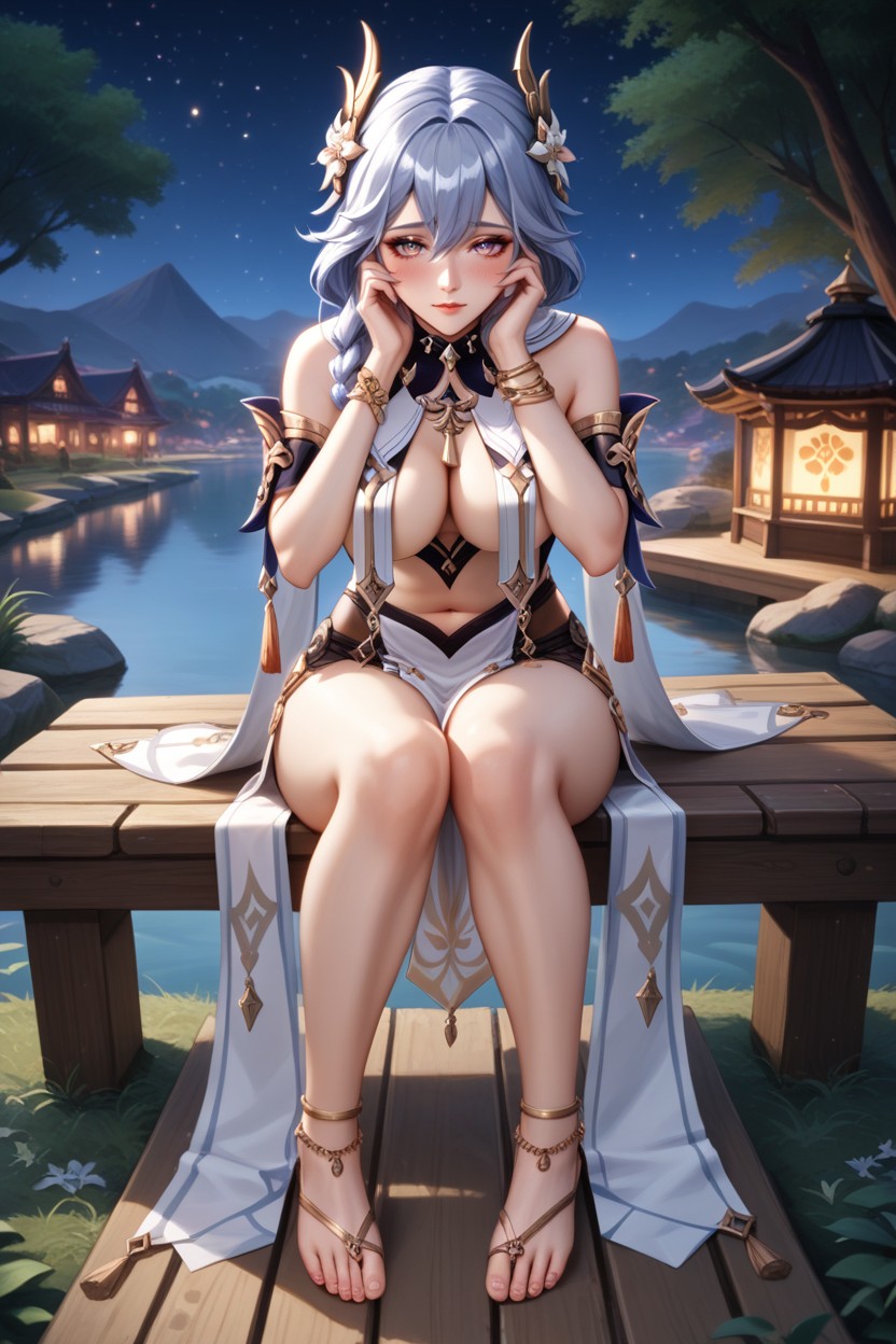 Feet And Soles And Toes, Furina From Genshin Impact, Lace Armlets Hentai AI Porn