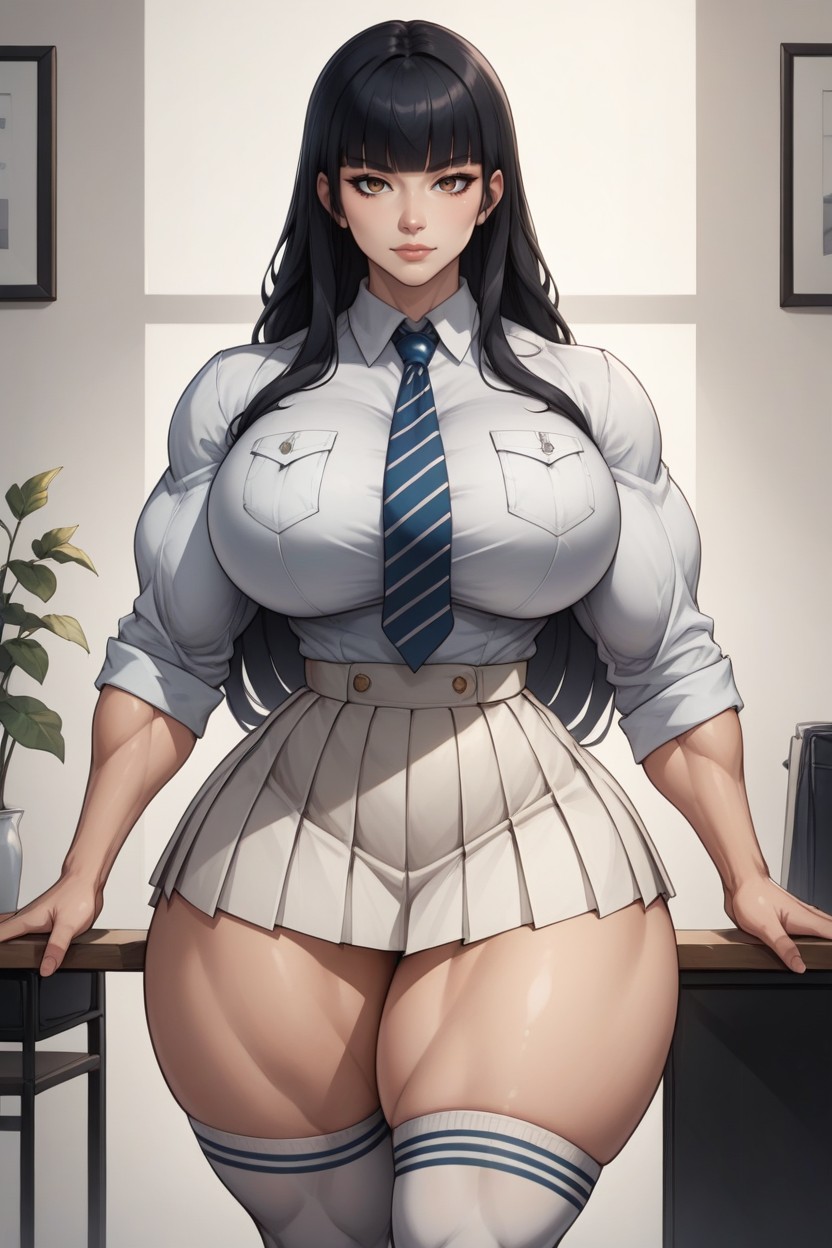 Cartoon Art Style, Black Hair, Brown Eyes Hentai AI Porn