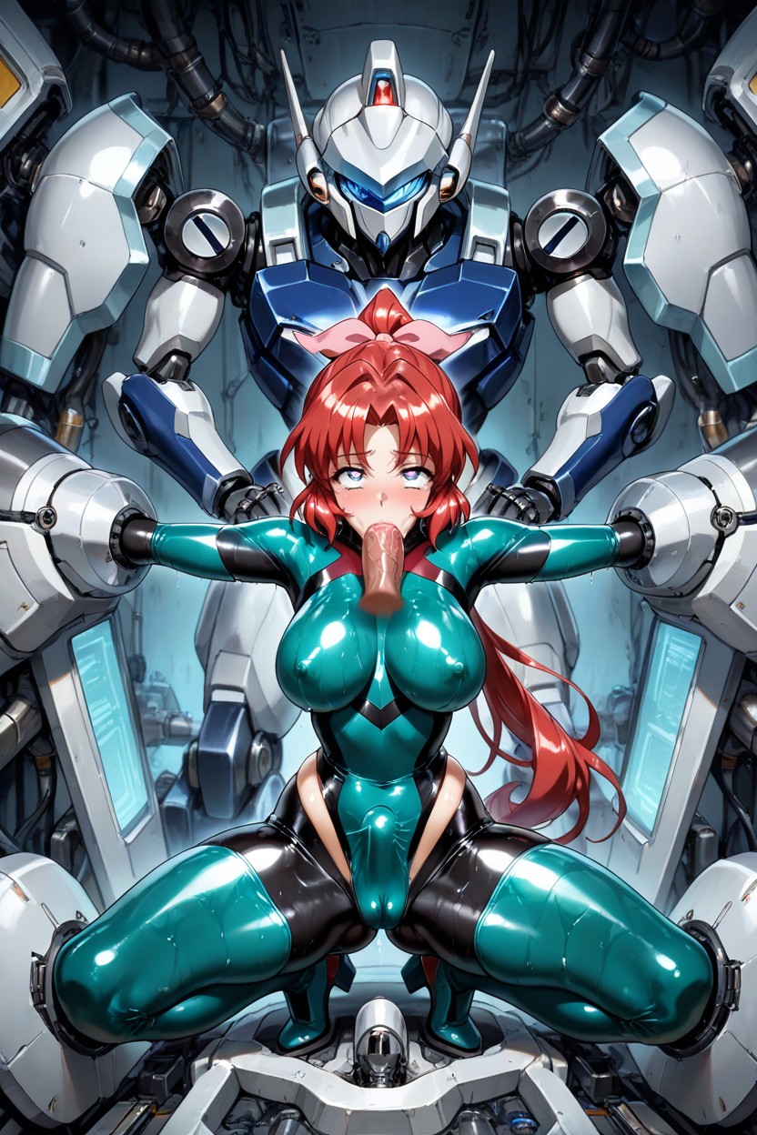 Wet Fabric Clinging To Pussy, Robot Armor, Pinkish Tint Through Material Hentai AI Porn
