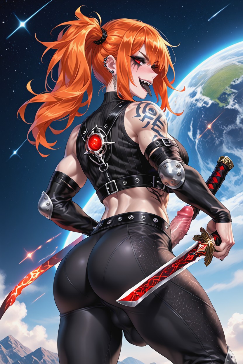Heavy Eye Makeup, Futuristic Bodysuit, Fit Hentai AI Porn