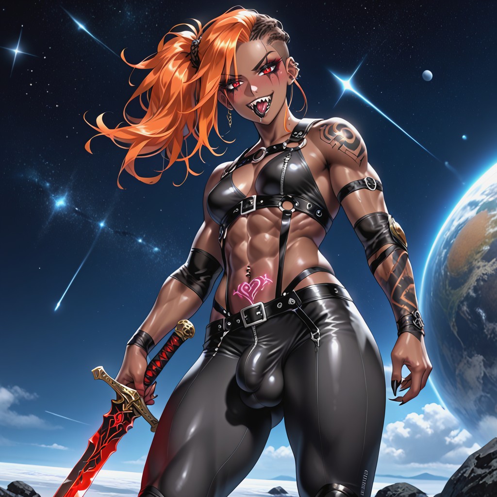 Womb Tattoo, Fangs, Sword Hentai AI Porn