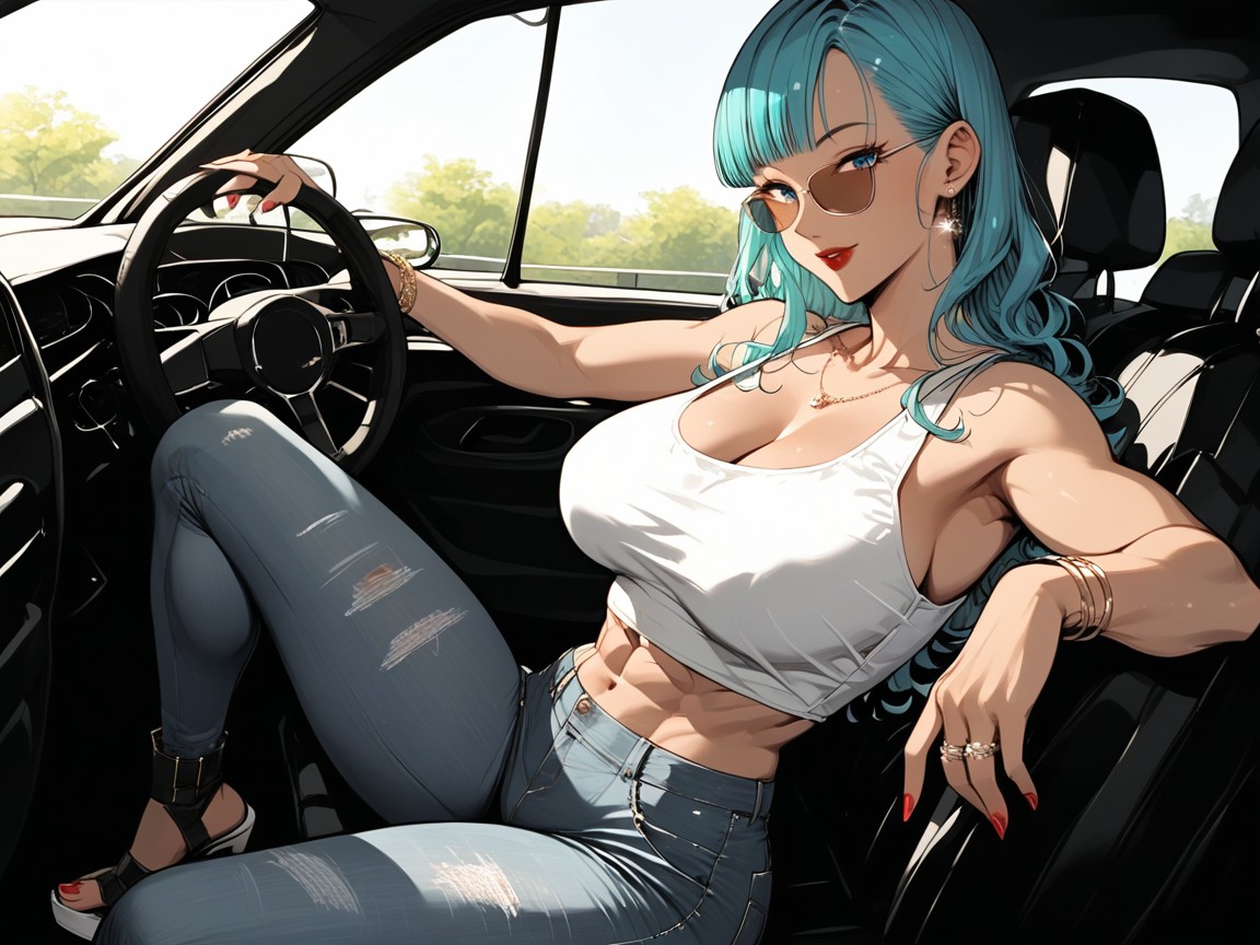 Blue Hour, Ultra Detailed, Black Ferrari Car Hentai AI Porn