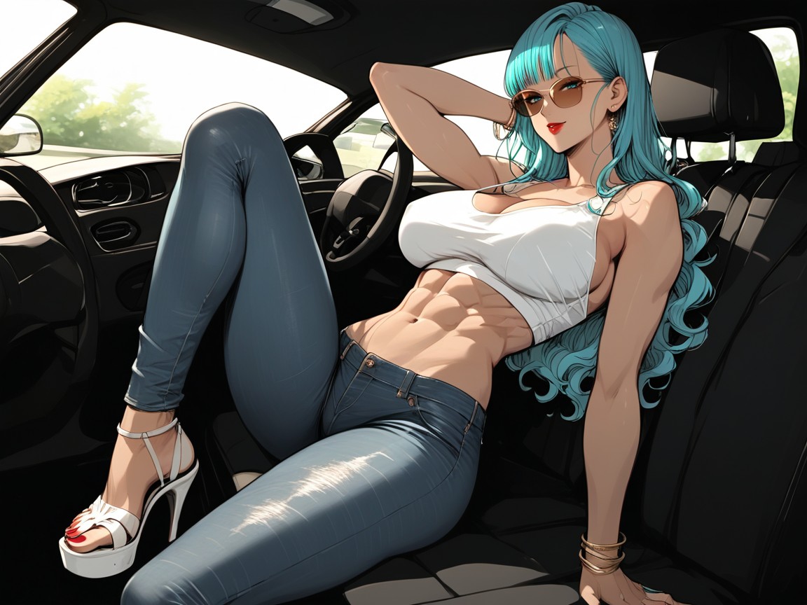 Tight Denim Jeans, Outside, Perfect Fit Body Hentai AI Porn
