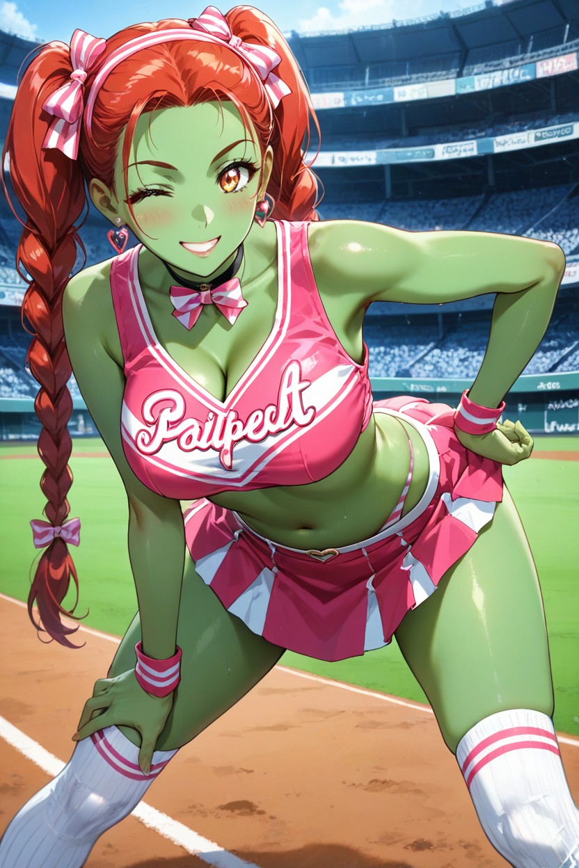 Twin Braids, Detailed Face, Charming Hentai IA