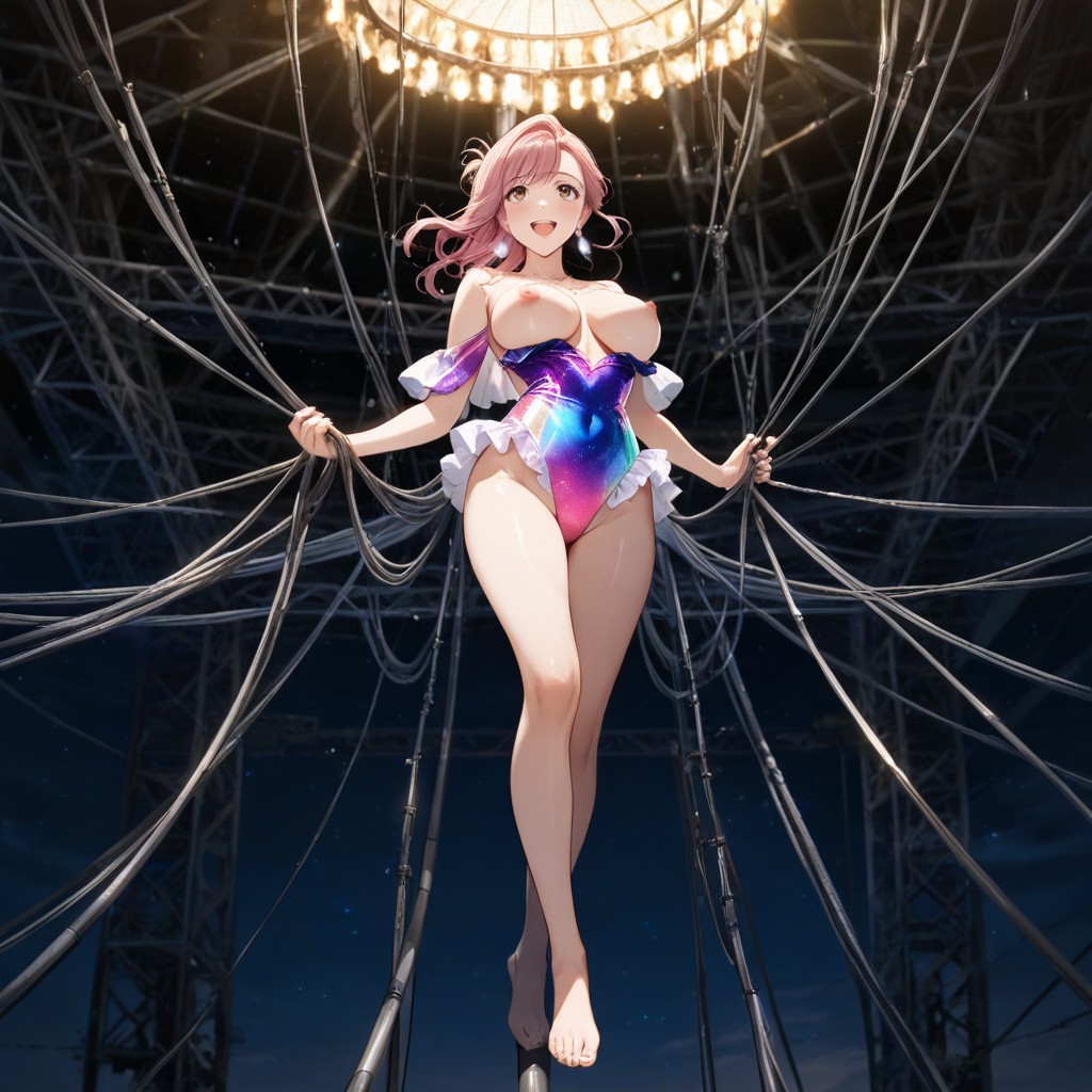 Night Time, Long Pink Hair, Sparkly Frilly Leotard Hentai AI Porn