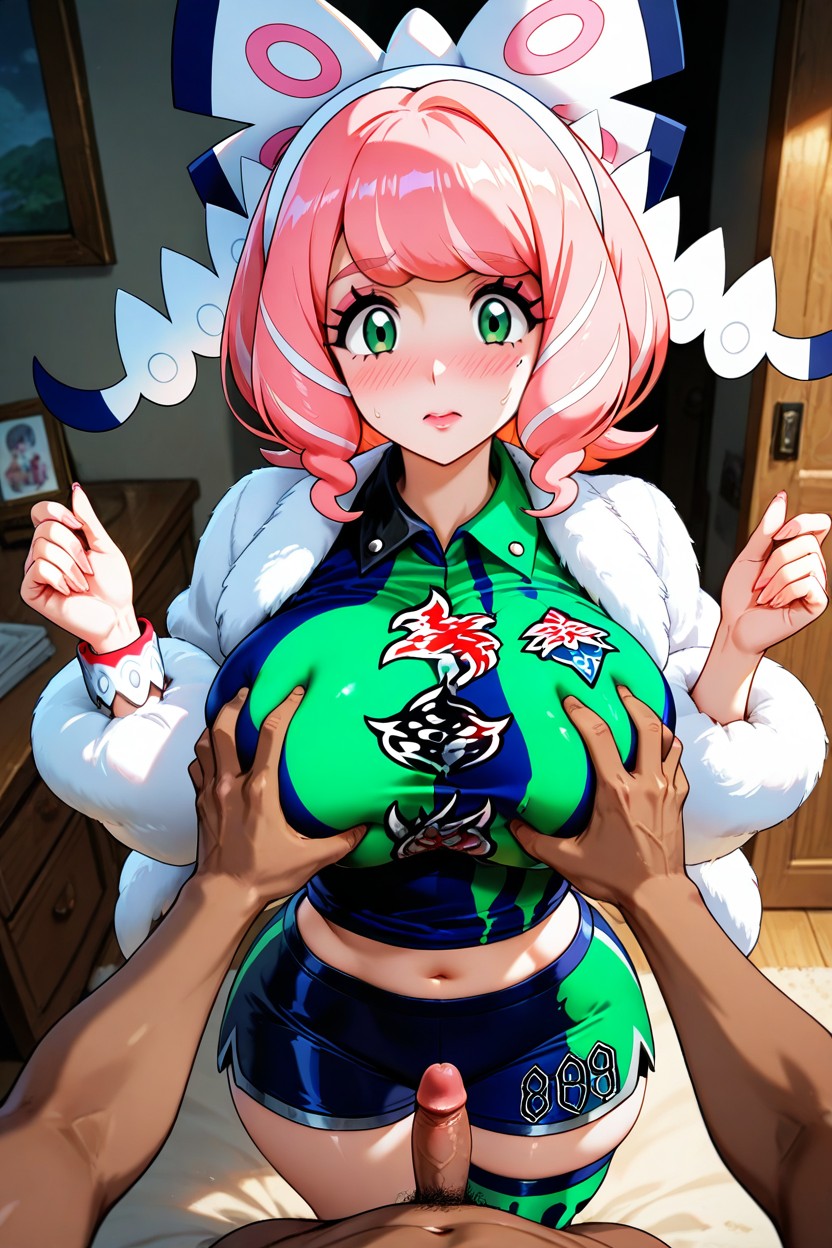 Man Grabbing Klara's Tits, Front View, Klara Standing Hentai AI Porn