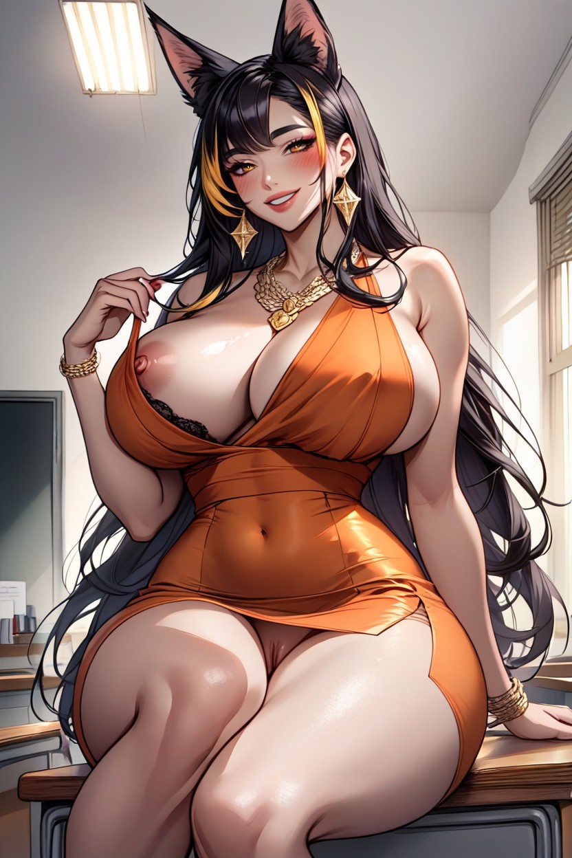 Gold Highlights, Foxwoman, In Managers Office Hentai AI Porn