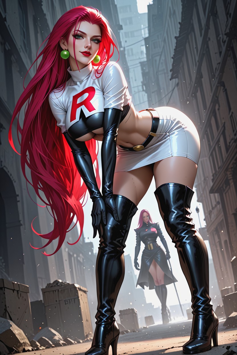 Realistic Proportions, Hyperrealistic, Black Thigh-high Boots Hentai AI Porn