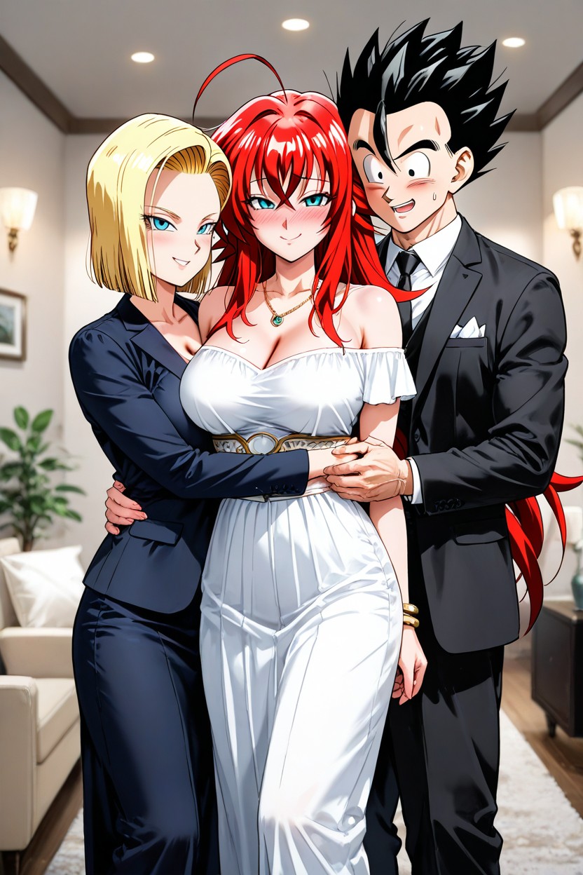 Blushing, In A Luxurious Living Room Their Expressions Are Sinister, Long Sleeves Hentai AI Porn