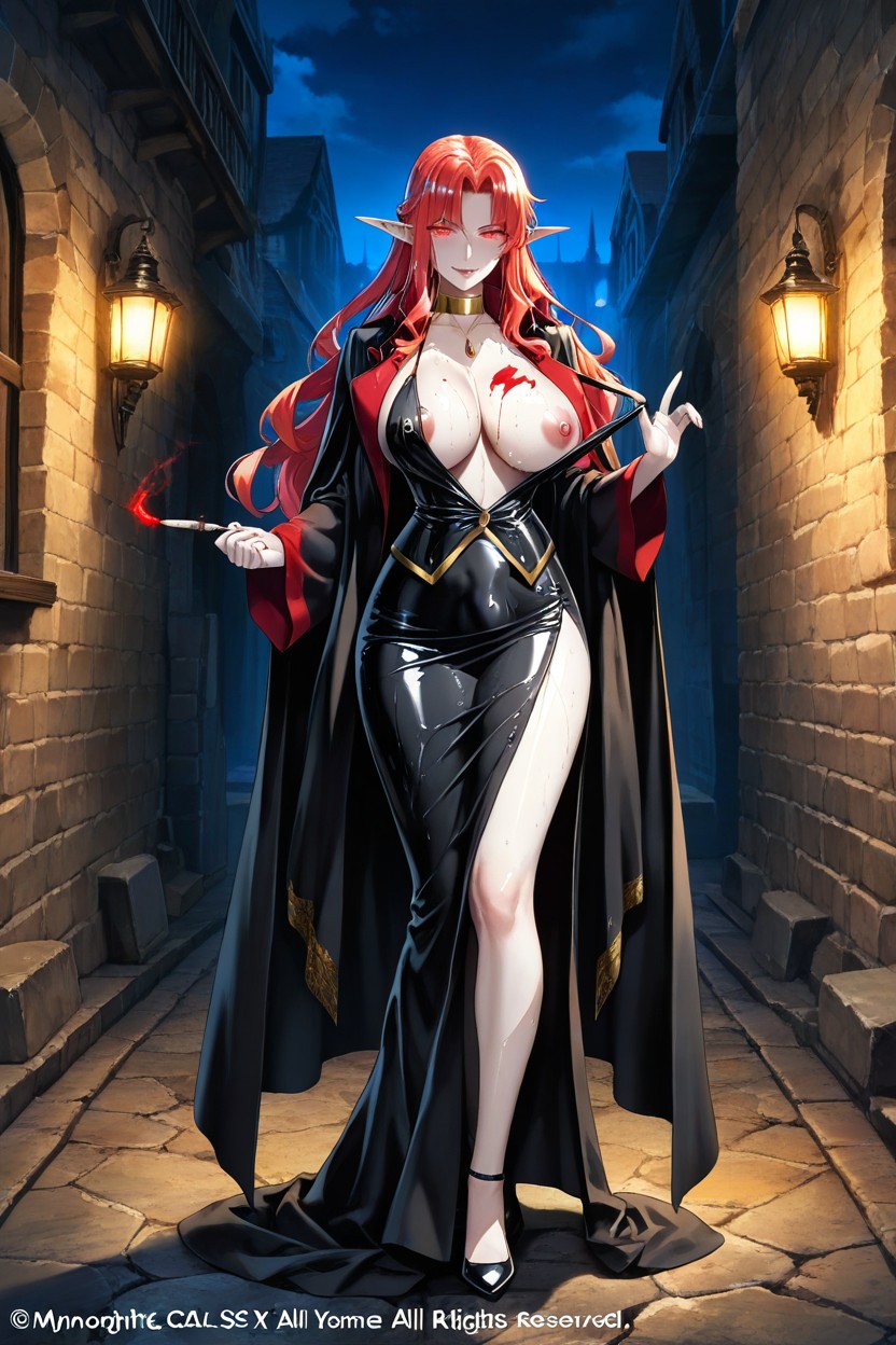 Long Cloak With Wide Sleeves, Dark Magic Aura, Highres Hentai AI Porn