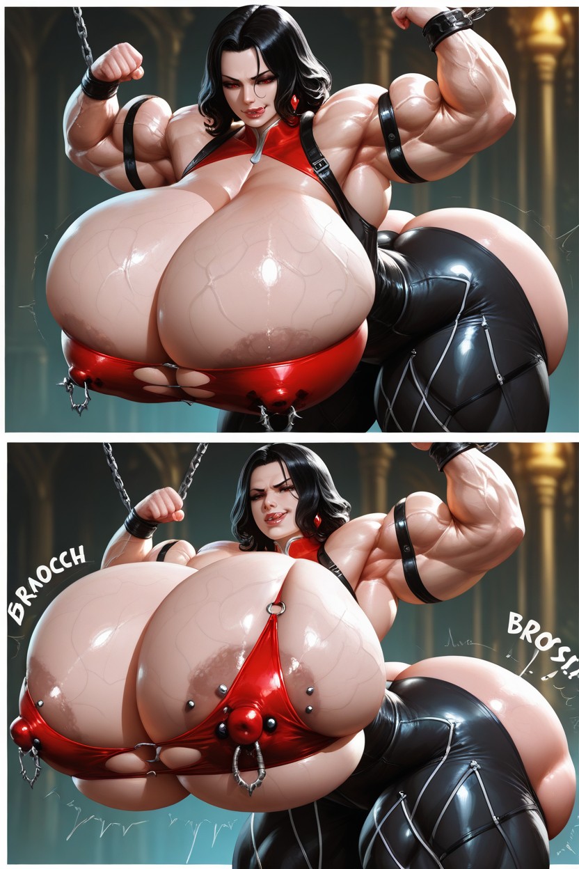 Red Eyes, Ultra Massive Breasts, Thick Waist Hentai AI Porn