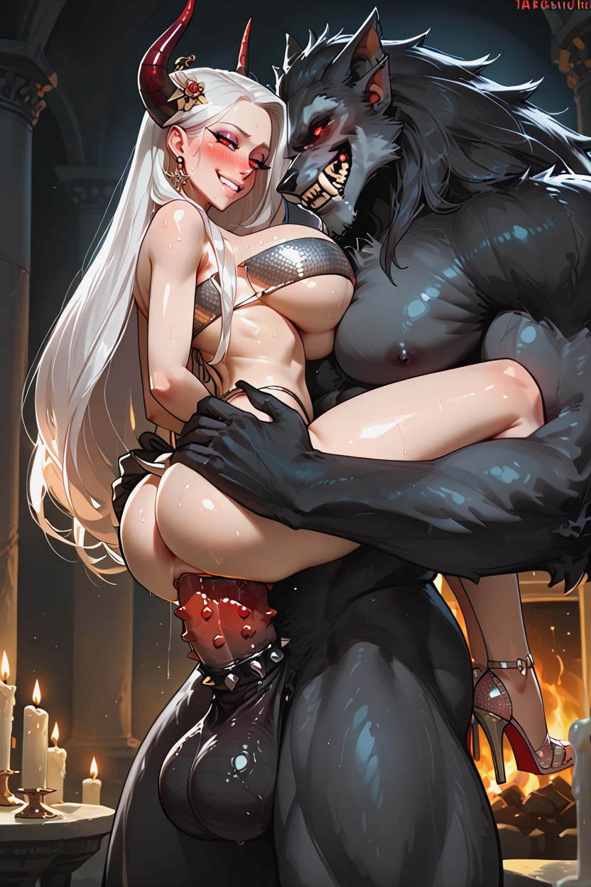 Sexy Eyes, Metallic Bandeau Bikini, Penis Bigger Than Body Hentai AI Porn