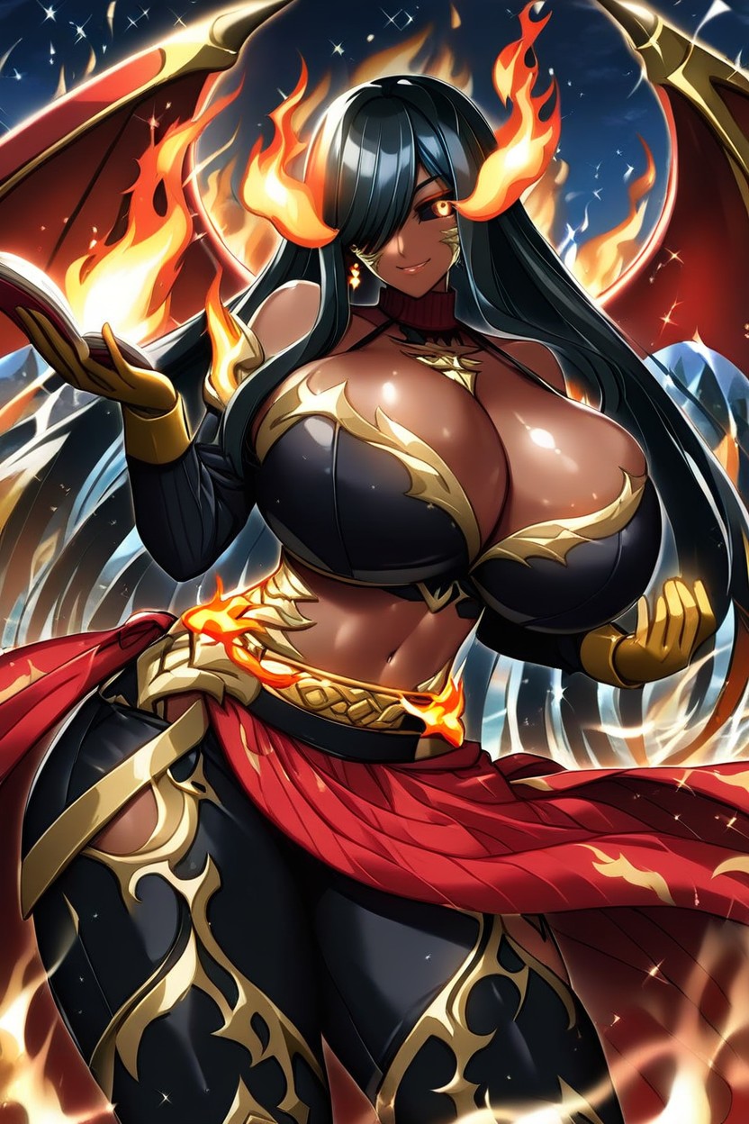 Black Cropped Hoodon Shoulders With Gold Trim, 25+, Night Hentai IA