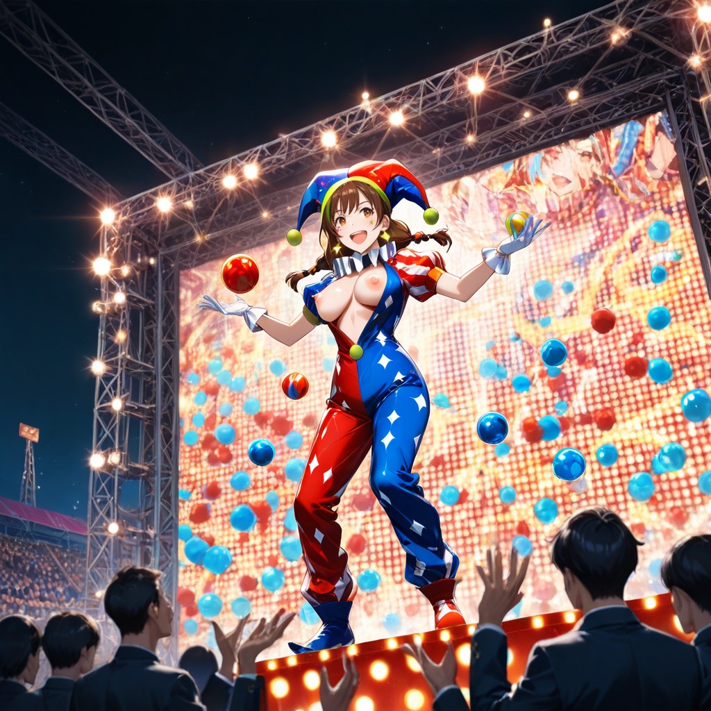 Cinematic, Juggling Colorful Balls With Both Hands, Hard Lighting Hentai AI Porn