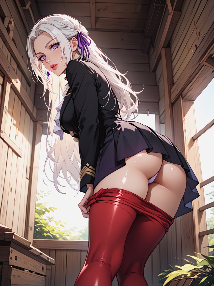 Under Red Tights, Ultra Detailed, Mouth Agape Hentai AI Porn