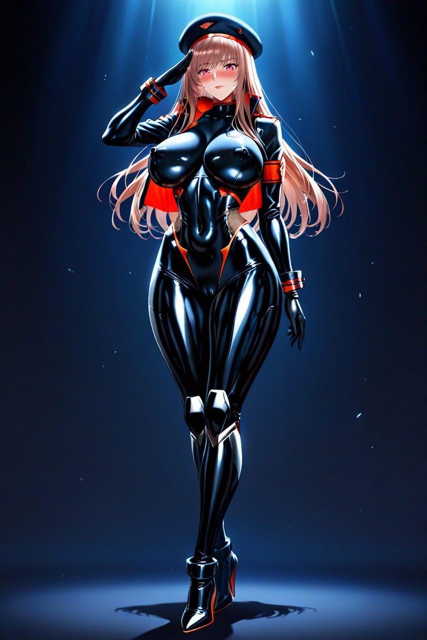 A Bodysuit That Fits Perfectly To The Body, Snatched Waist, Our Eyes Meet Hentai AI Porn