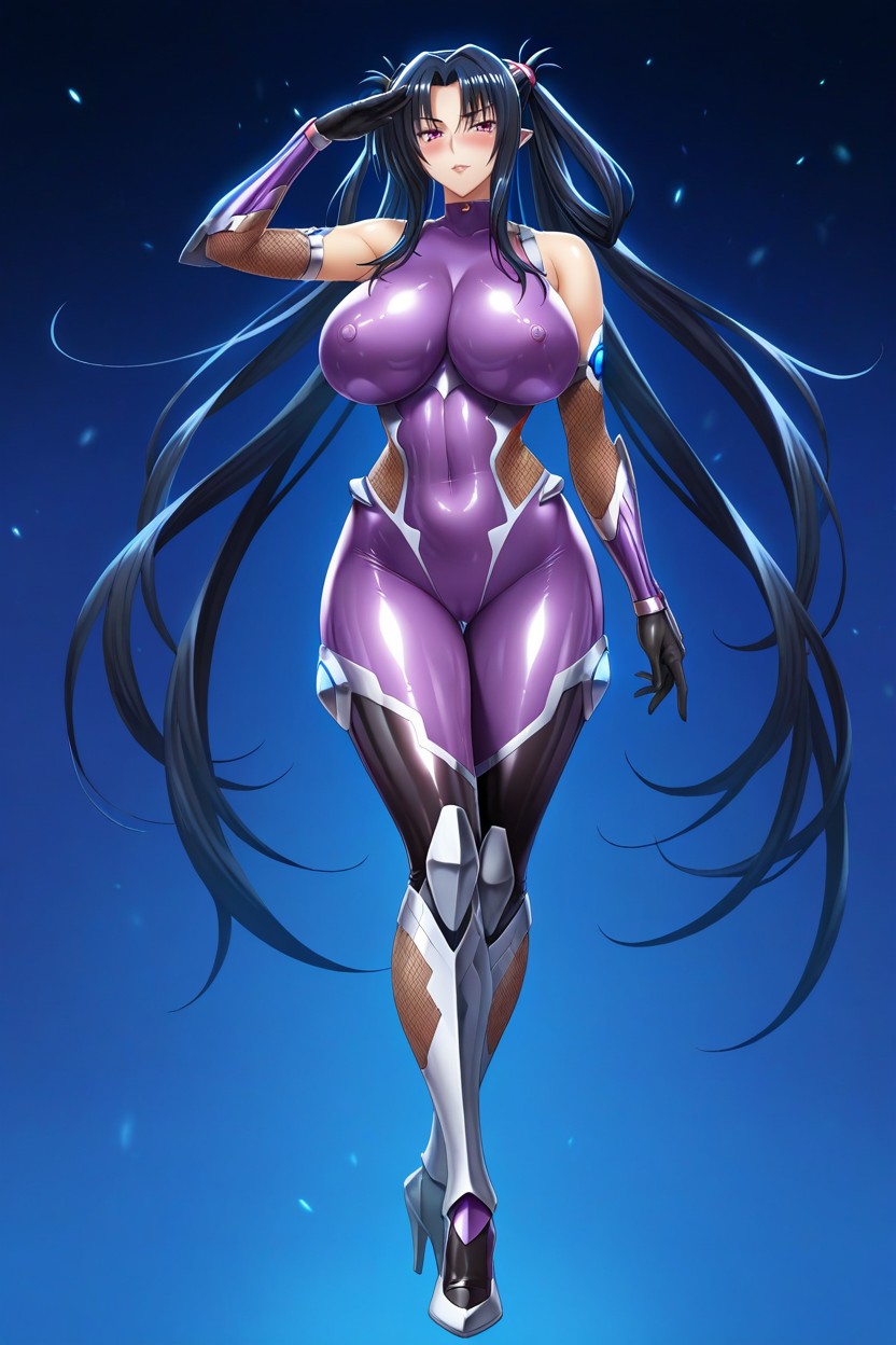 Full Body, Blushing, Long Latex Gloves Hentai AI Porn