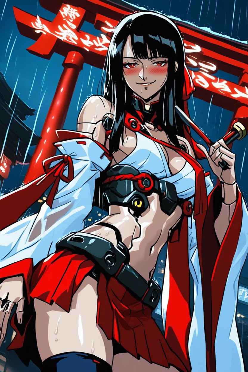 Black Hair, Consisting Of Thigh-high Socks, Skinny Hentai AI Porn