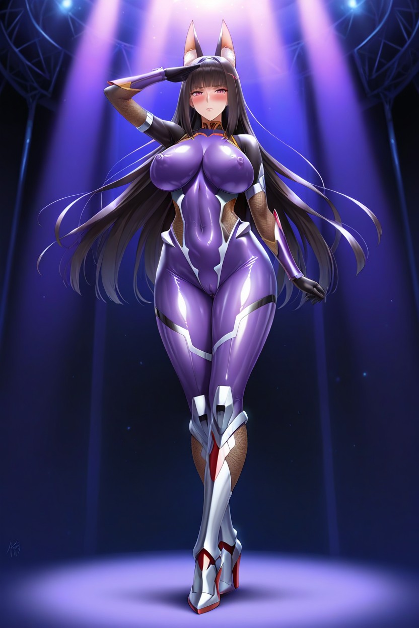 Taimanin Suit, Beautiful Body, The Pussy Line Is Visible In The Bodysuit Hentai IA