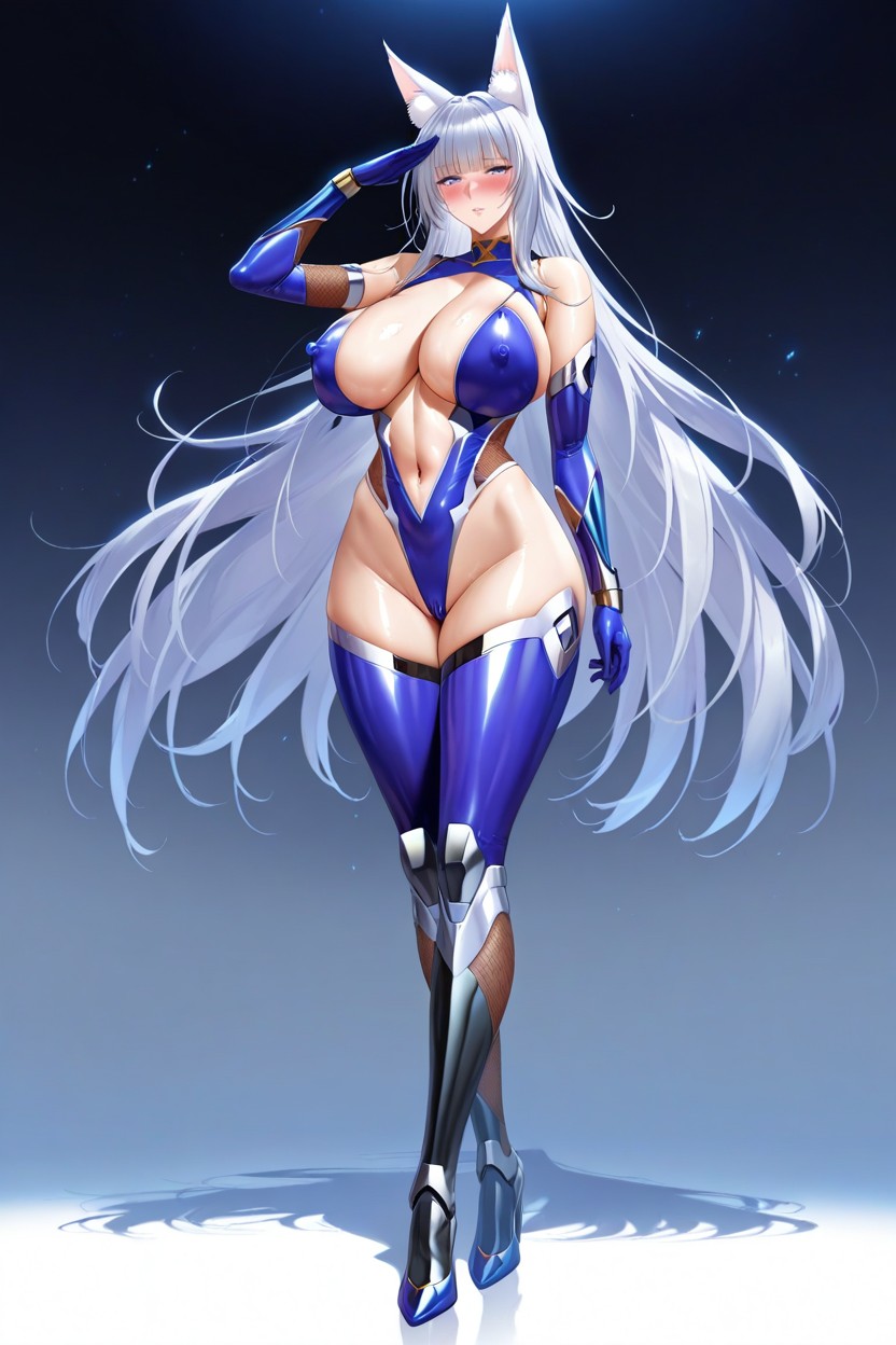 A Bodysuit That Fits Perfectly To The Body, Visible Midriff, Long High Heels Hentai AI Porn