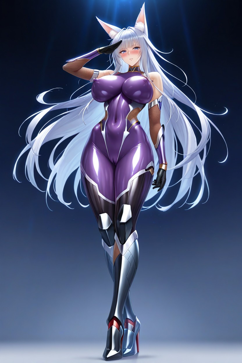Perfect Face, Long Beautiful Legs, Tight Latex Bodysuit Hentai AI Porn