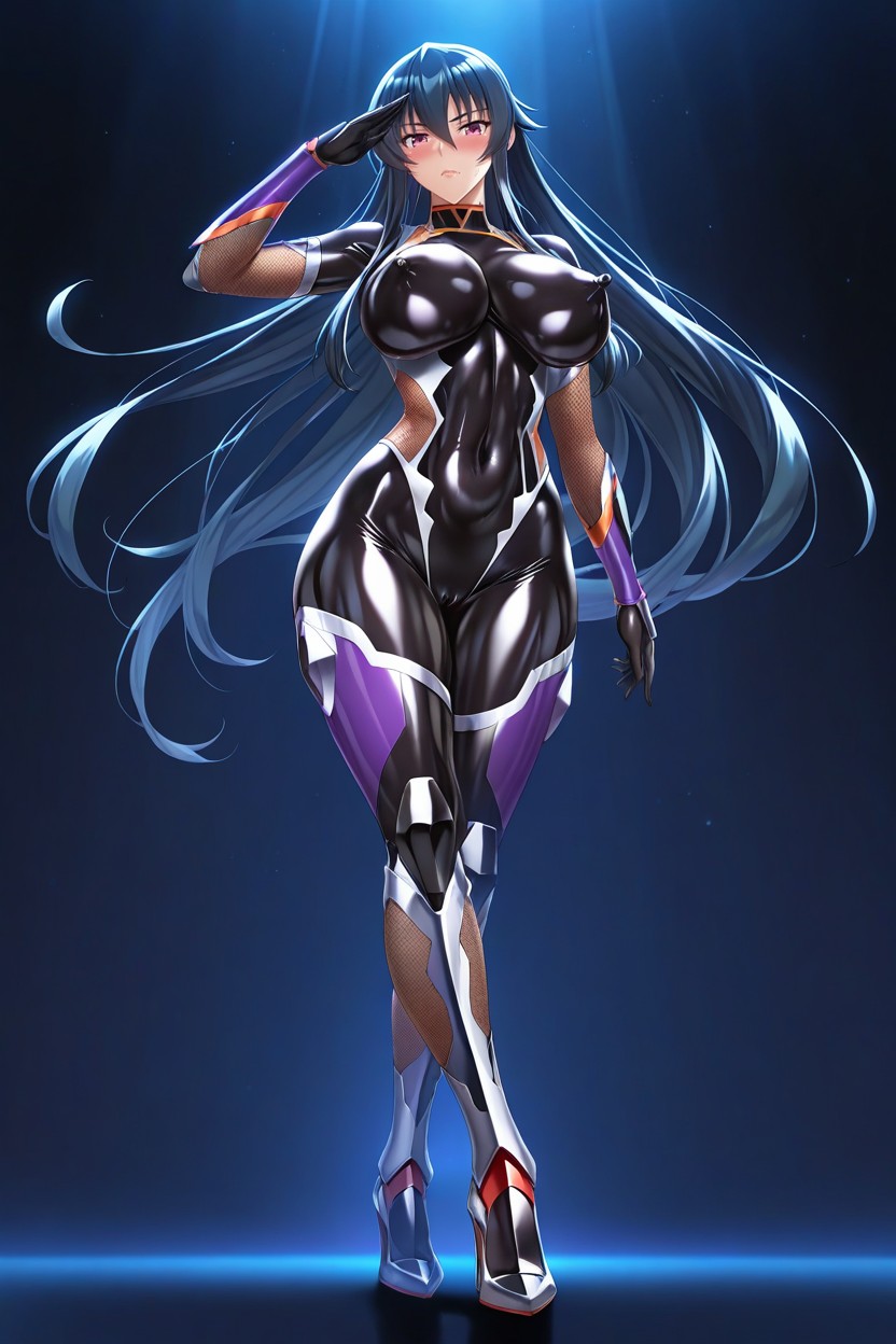 Stand With Your Legs Crossed, Art Style Taimanin, Long Latex Gloves Hentai AI Porn