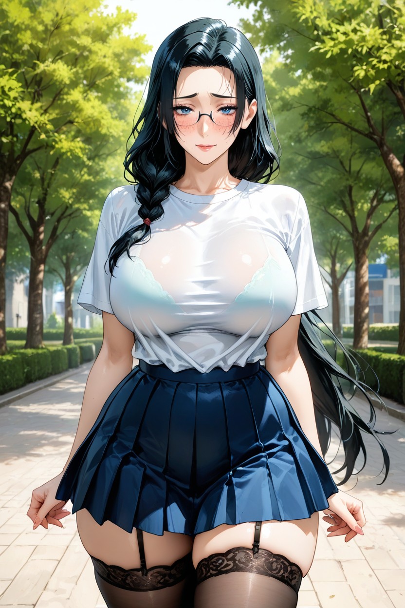 Freckles, Light Fair Skin, White T-shirt Hentai AI Porn