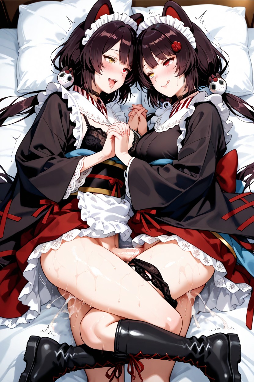 Red Eyes, Open Breasts, Seductive Smile Hentai AI Porn