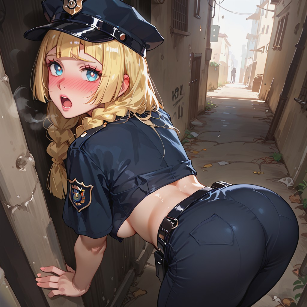 Rear View, Open Mouth Wide, Navel Exposed Boobs Hentai AI Porn
