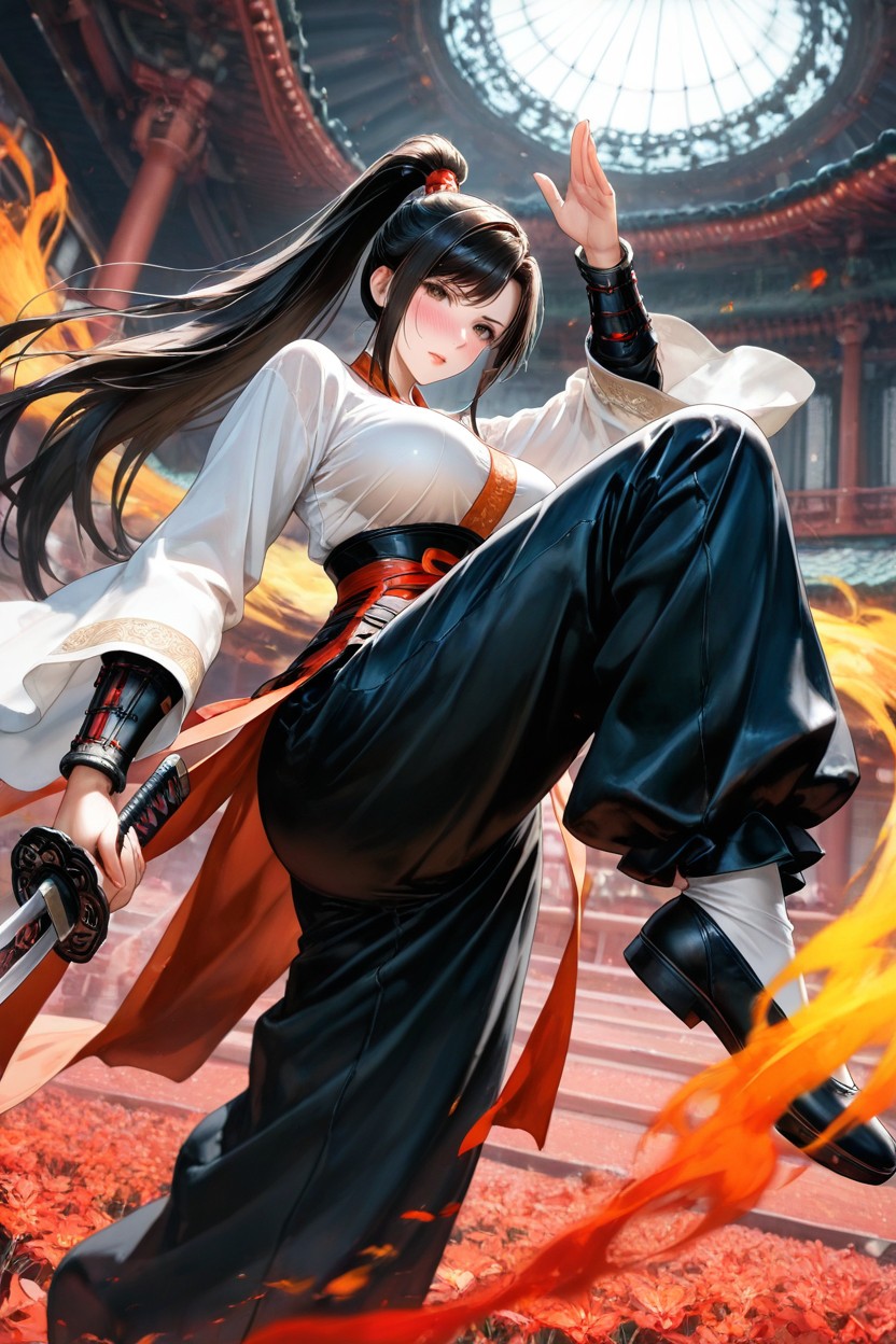 Chinese Garden, In Large Chinese Castle Field, Detailed Hentai IA