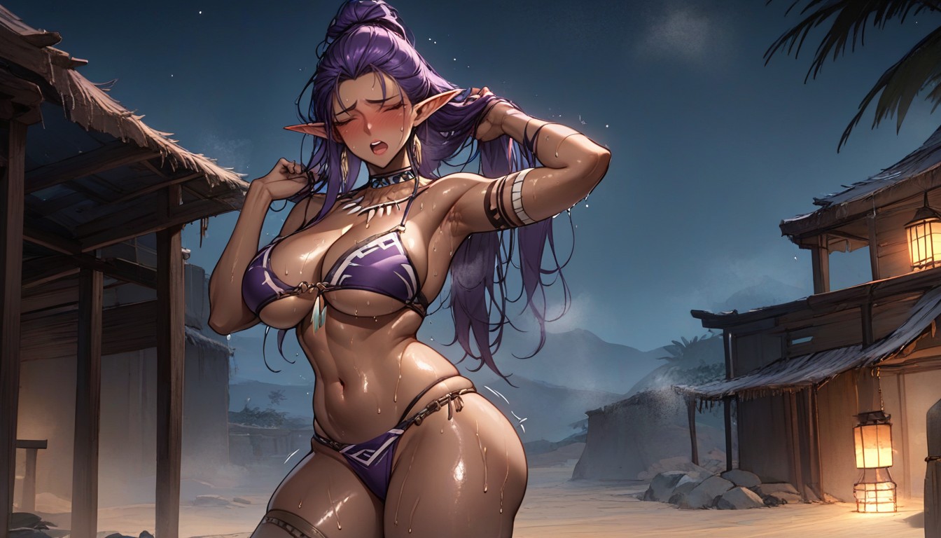 Face Blush, Lifting Hair, Big Ass Hentai AI Porn