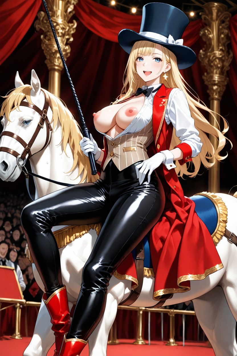 Long Leather Whip On One Hand, Staring At, Circus Ringmaster Outfit Hentai AI Porn