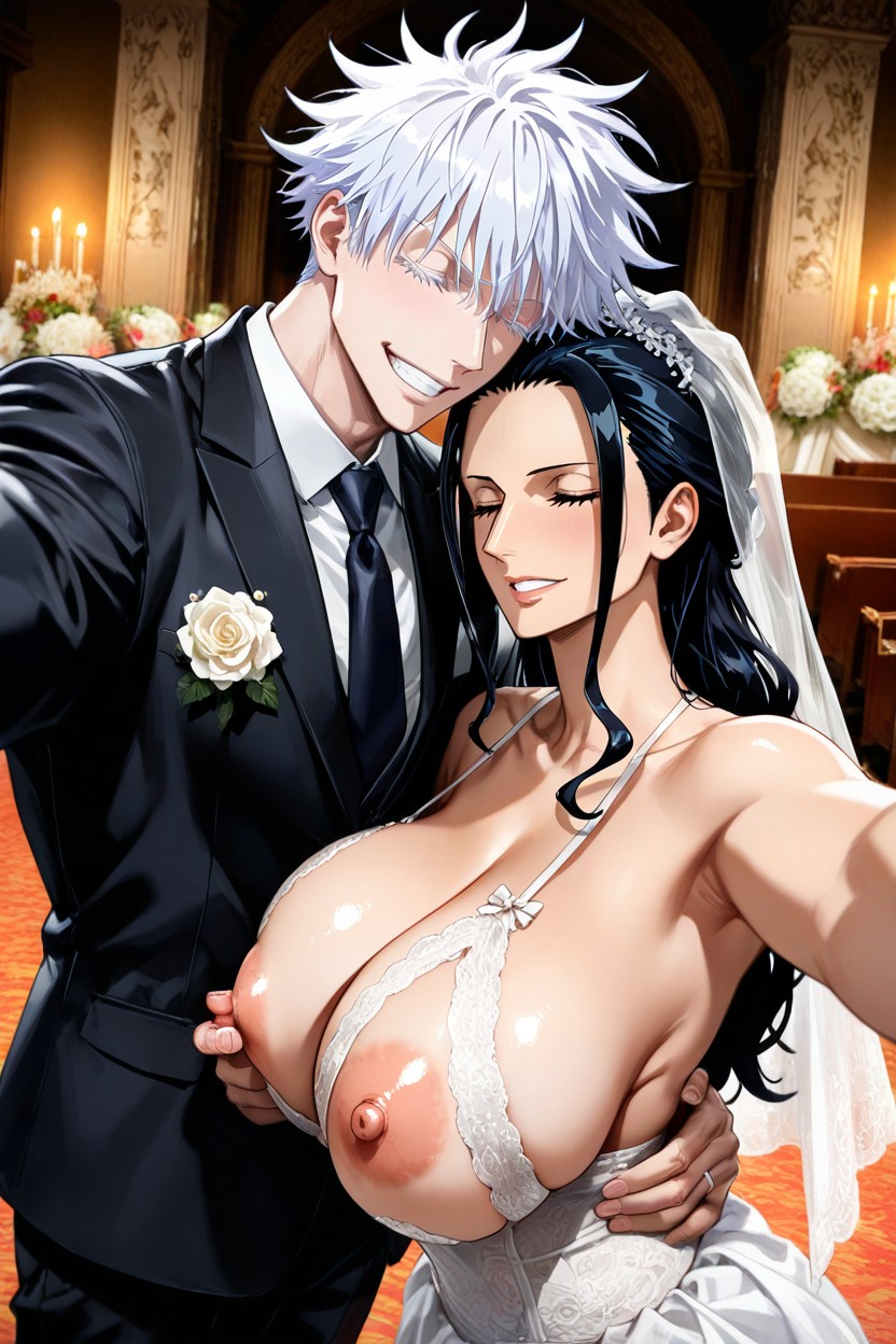 Wedding Dress, Nico Robin, Extremely Giant Breast Hentai AI Porn