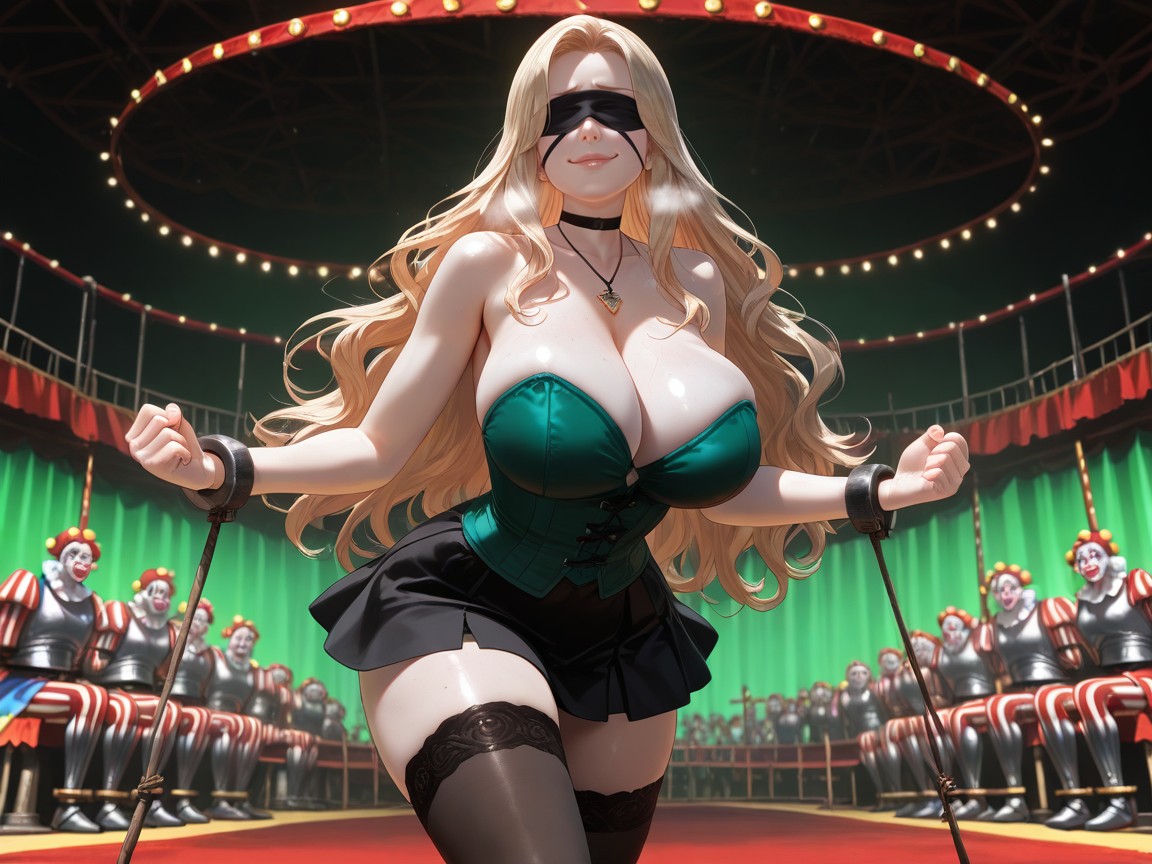 Green Lighting, Smug Expression, Hanging From Ceiling Hentai AI Porn