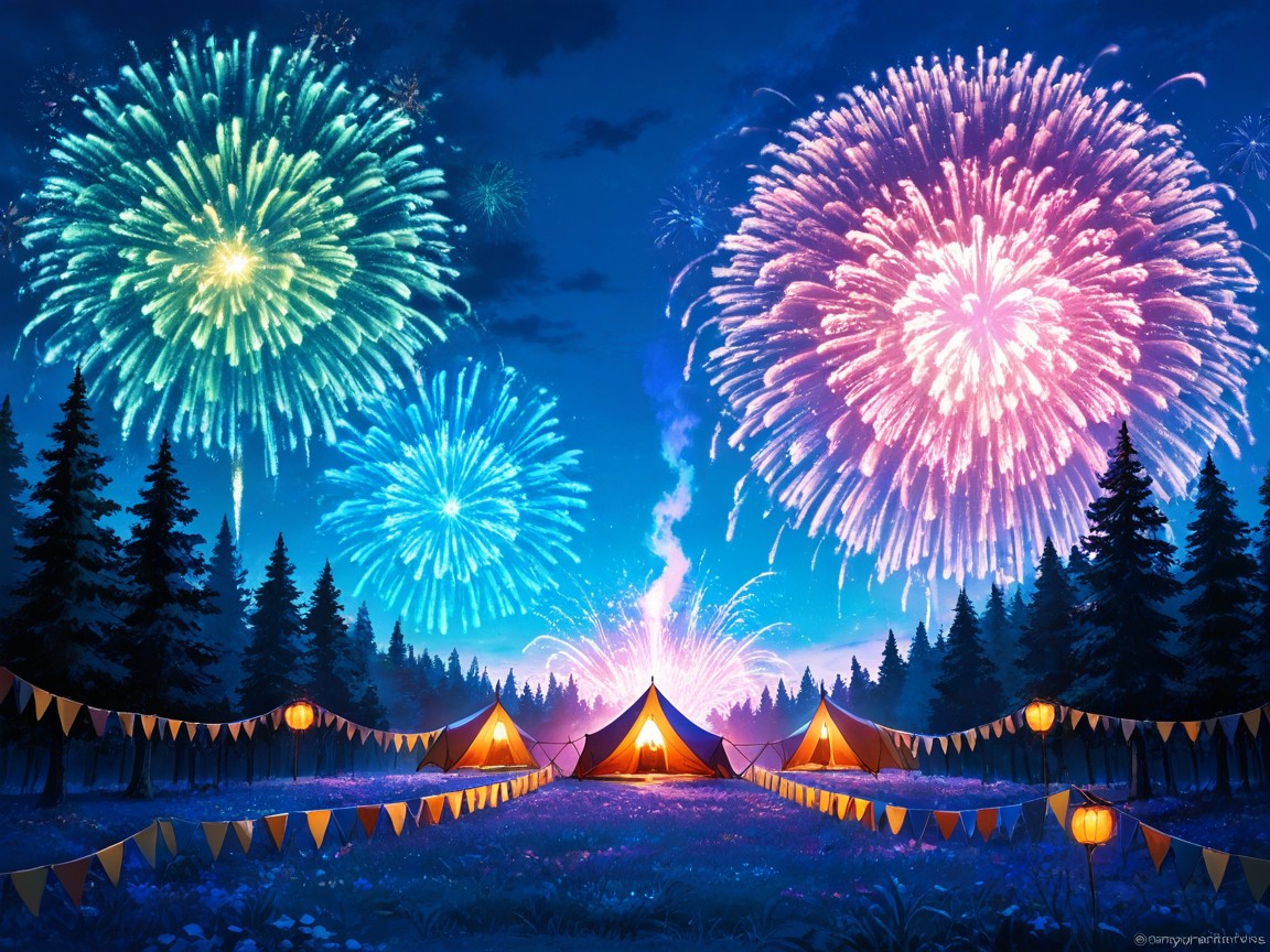 A Magical Twilight Forest Circus At Night, Only And Spirits, Gold Hentai AI Porn