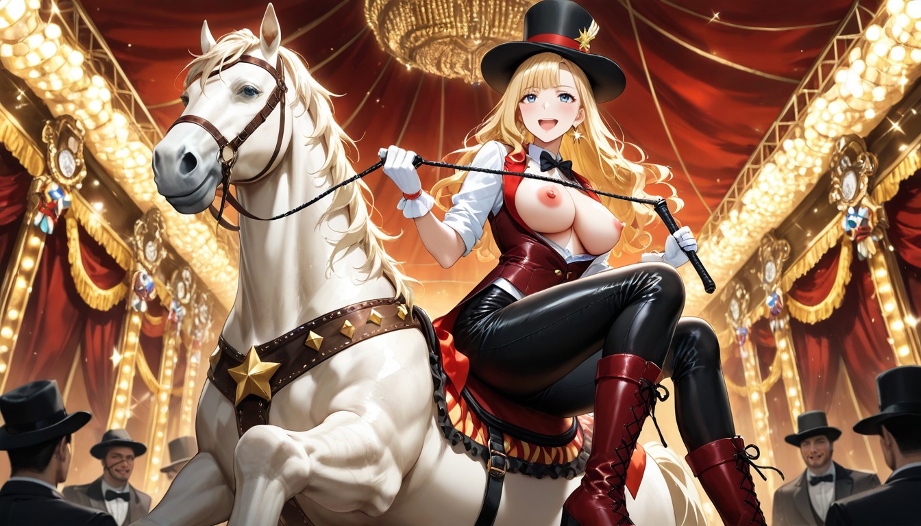 Hard Shadow, Whitehorse With Brown Bridle And Fur Decoration, Half Wispy Hair Bangs Hentai AI Porn